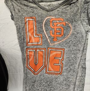 San Francisco Giants “LOVE” Graphic Short Sleeve Tee Gray and Orange